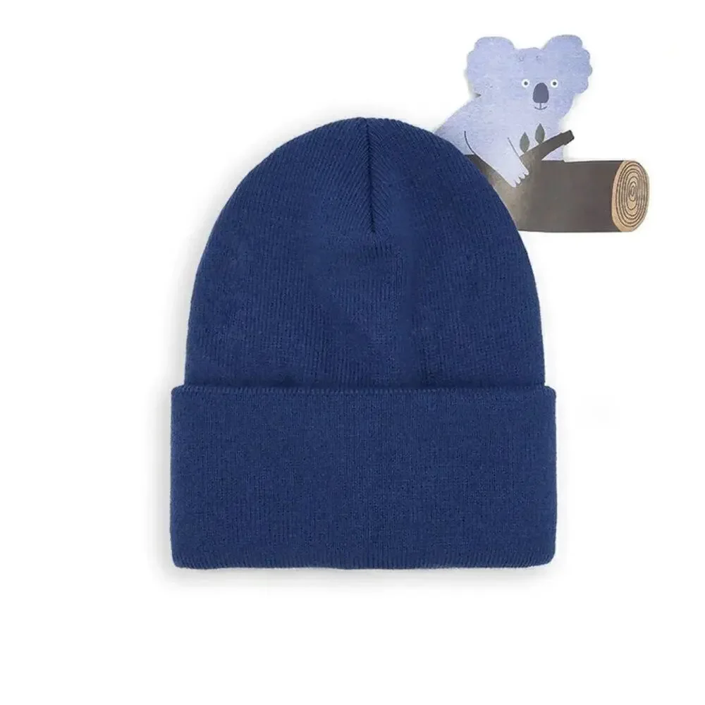New dark blue 100% WOOL warm beanie 3-15